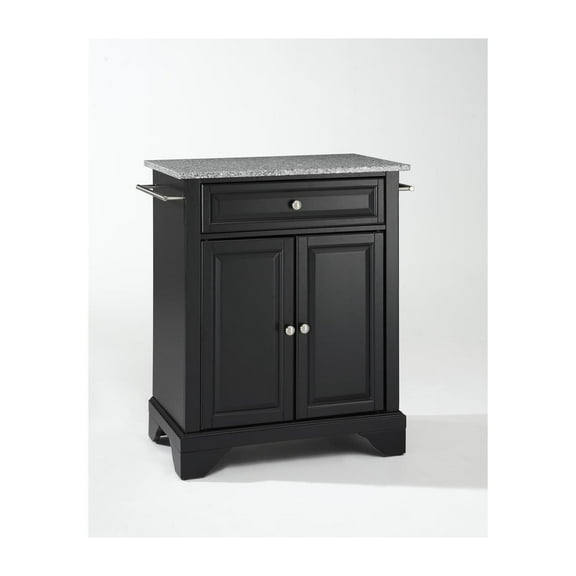 LAFAYETTE SOLID GRANITE TOP PORTABLE KITCHEN ISLAND IN BLACK FINISH