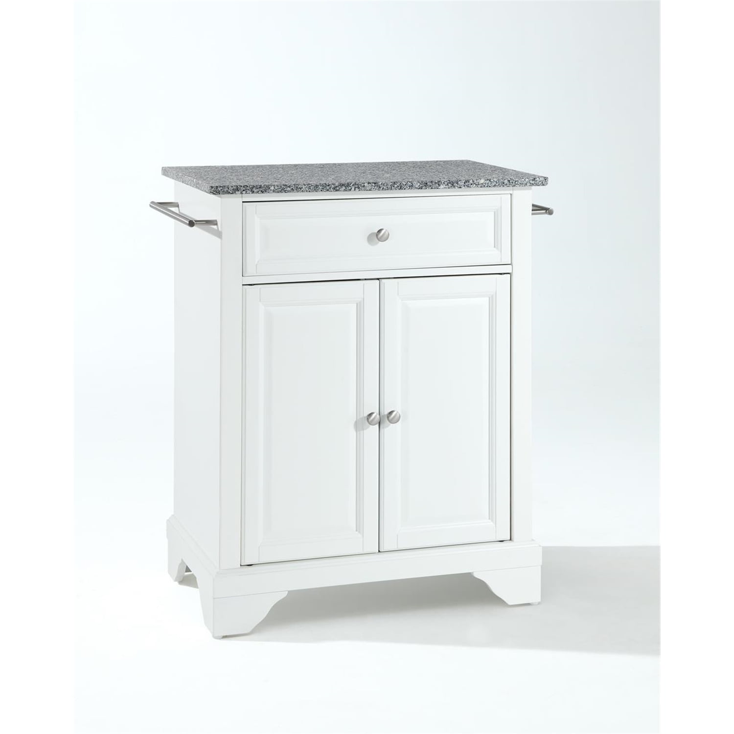 White and Gray Granite Top Portable Kitchen Island Cart