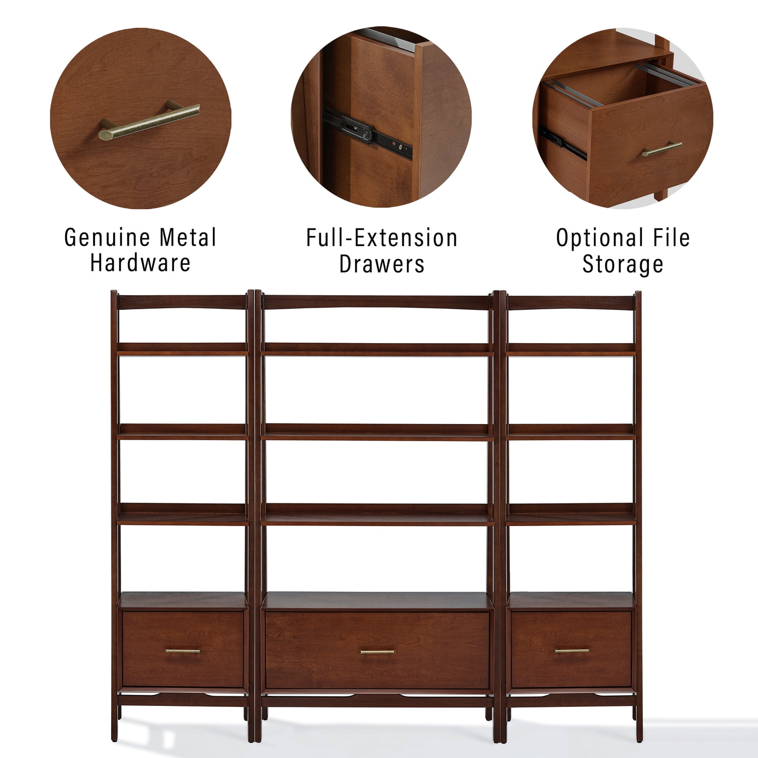Landon Mid-Century Mahogany 50'' 3pc Etagere Set