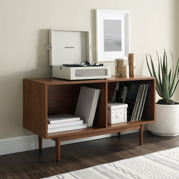 Crosley Furniture Liam Medium Record Storage Console Cabinet Walnut