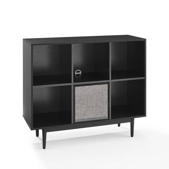 Crosley Furniture Liam 6 Cube Record Storage Bookcase With Speaker in Black