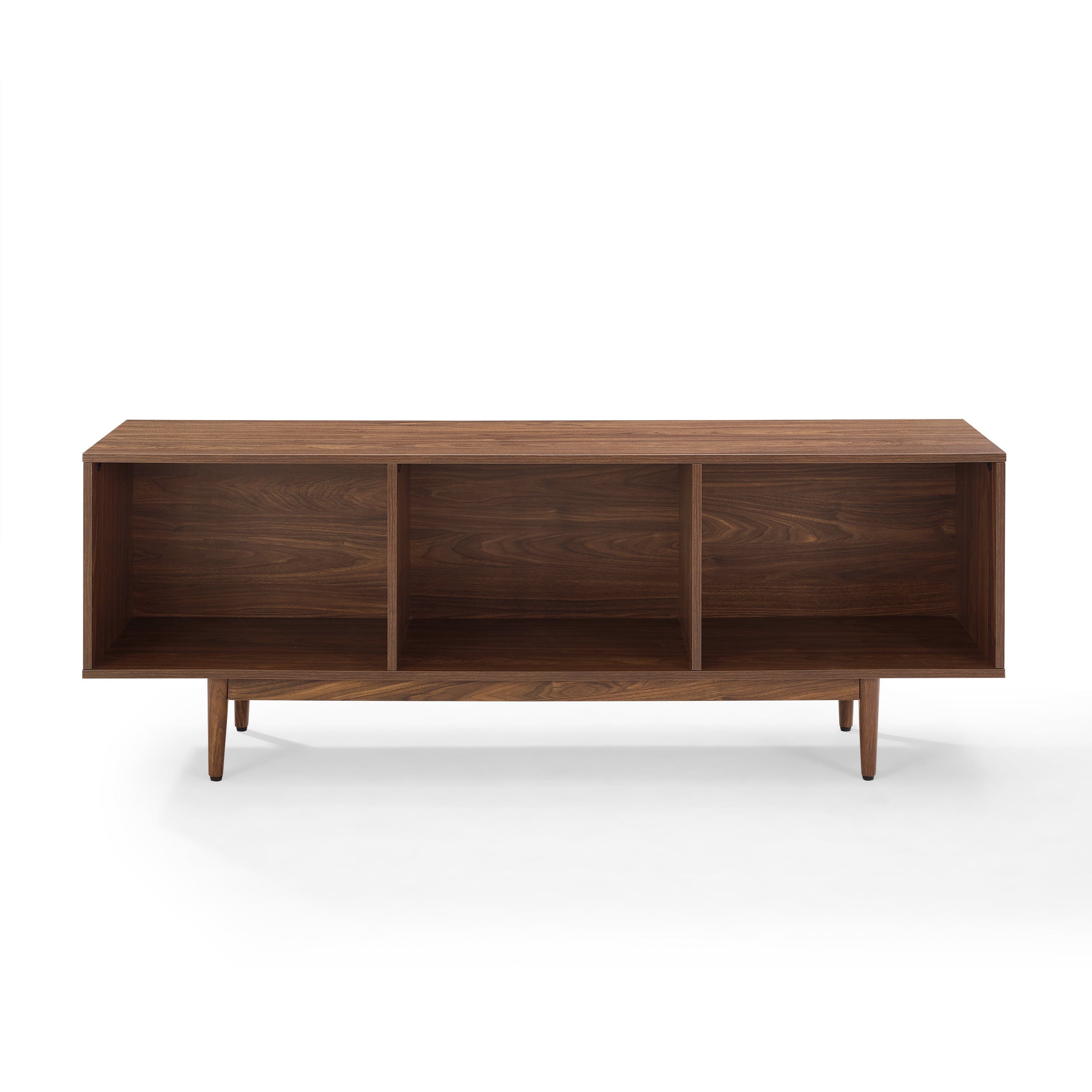 Liam Mid-Century Walnut Record Storage Console Cabinet 60"