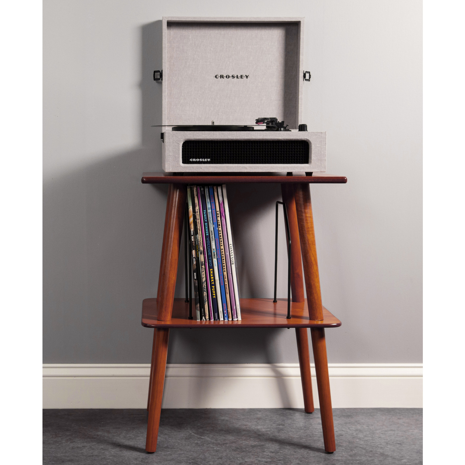 Crosley Furniture Manchester Mid-Century Wood Metal Turntable Stand in Paprika - image 1 of 5
