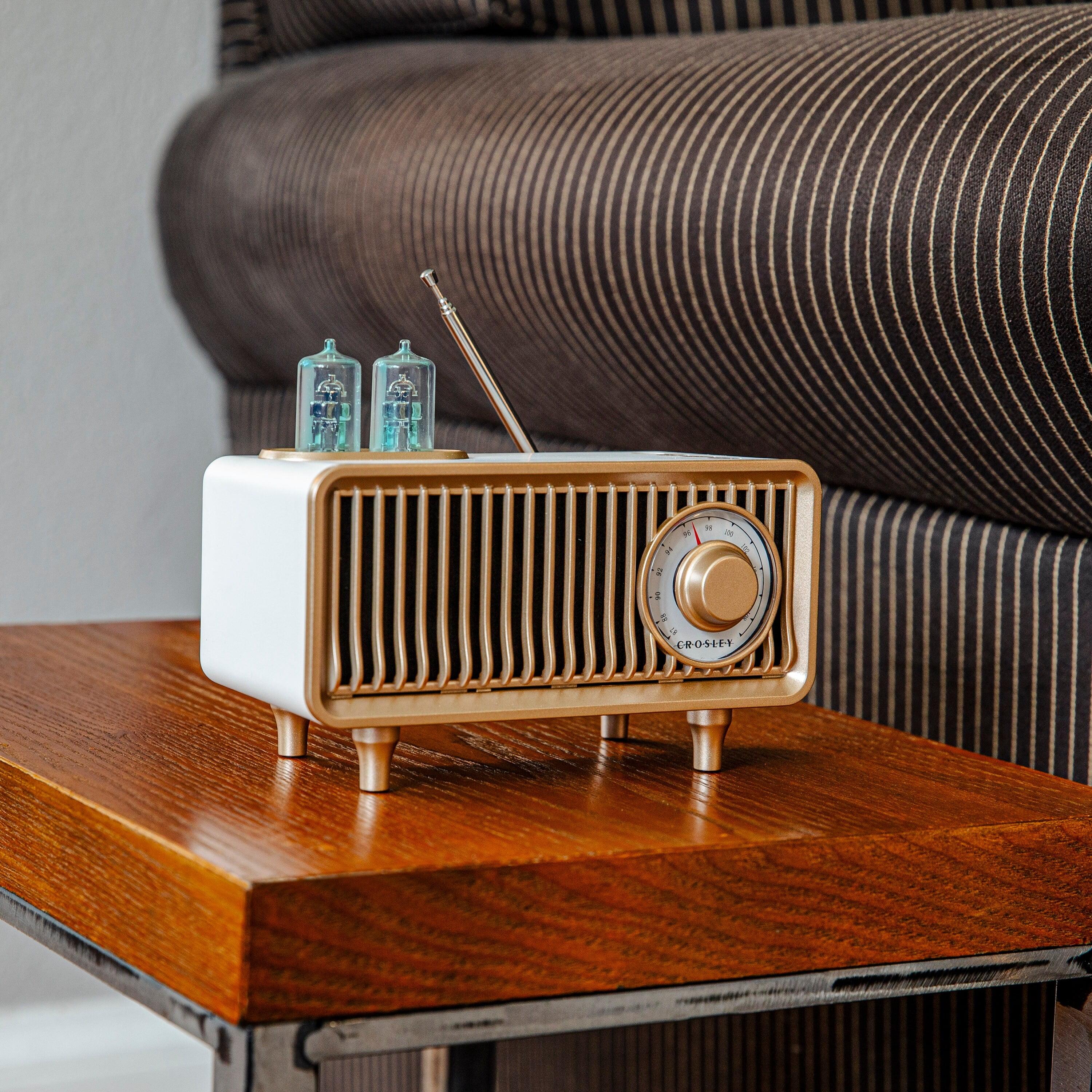 Milton White Sand Portable Vintage Radio with Bluetooth
