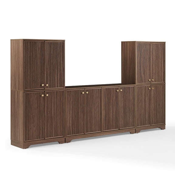 Crosley Furniture Naomi 3-Piece Entertainment Center in Walnut