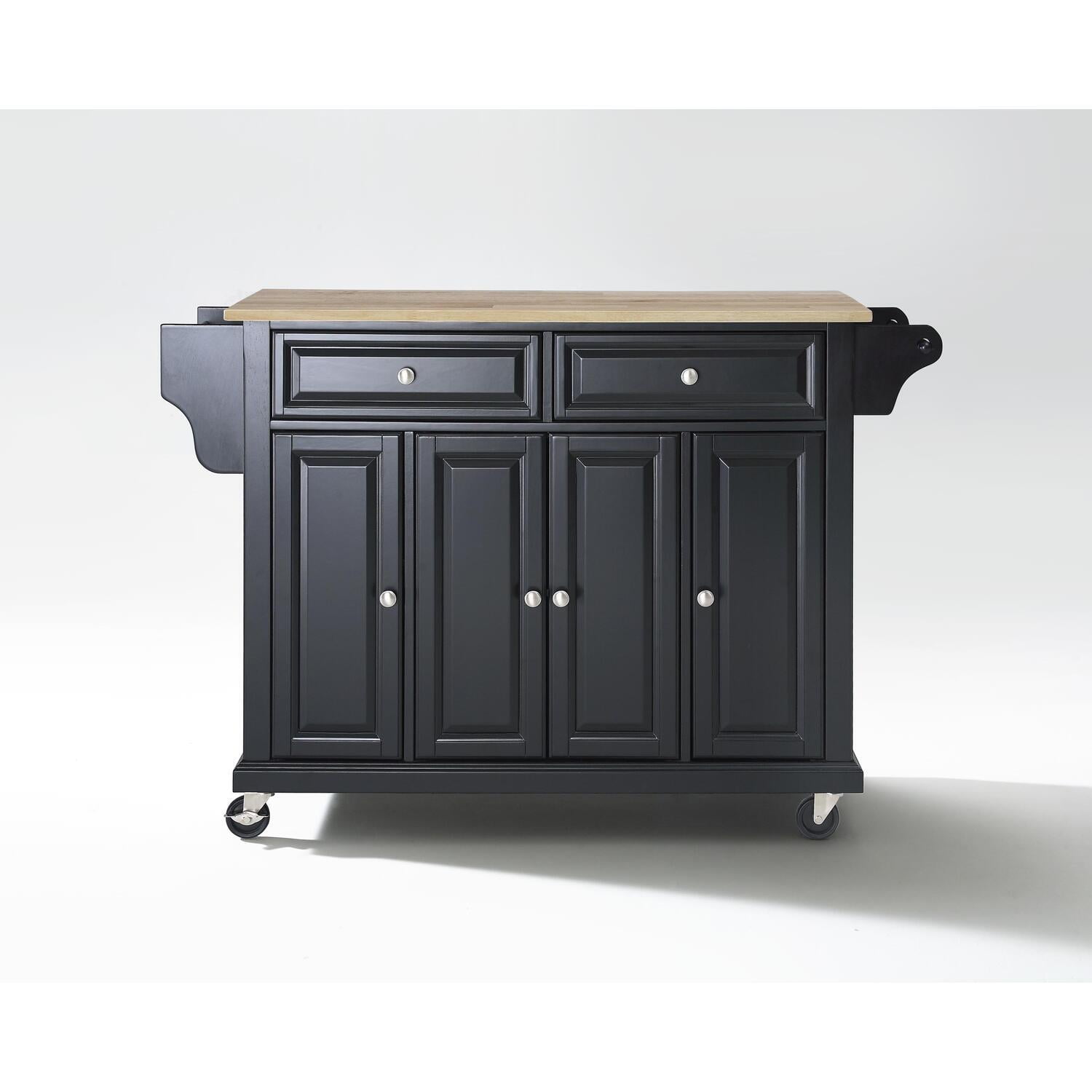 Black Granite Top Kitchen Cart with Storage and Spice Rack