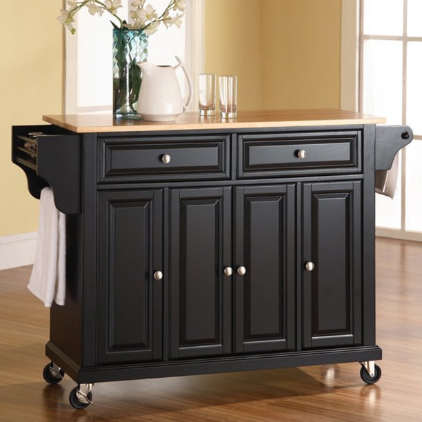 Crosley Furniture Natural Wood Top Kitchen Cart