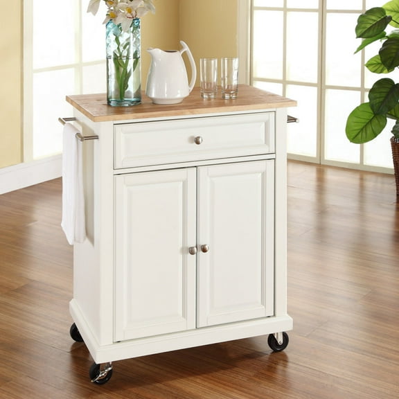 Crosley Furniture Natural Wood Top Portable Kitchen Cart
