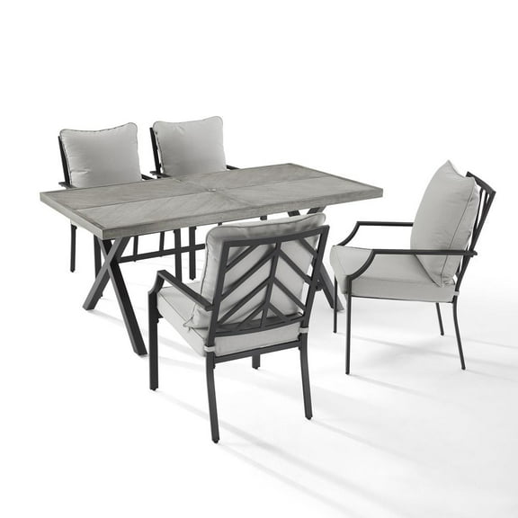 Otto 5 Piece Outdoor Dining Set Gray, Matte Black - Table & 4 Chairs