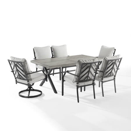 Crosley Furniture Otto 7-Piece Metal Outdoor Dining Set in Gray/Matte Black