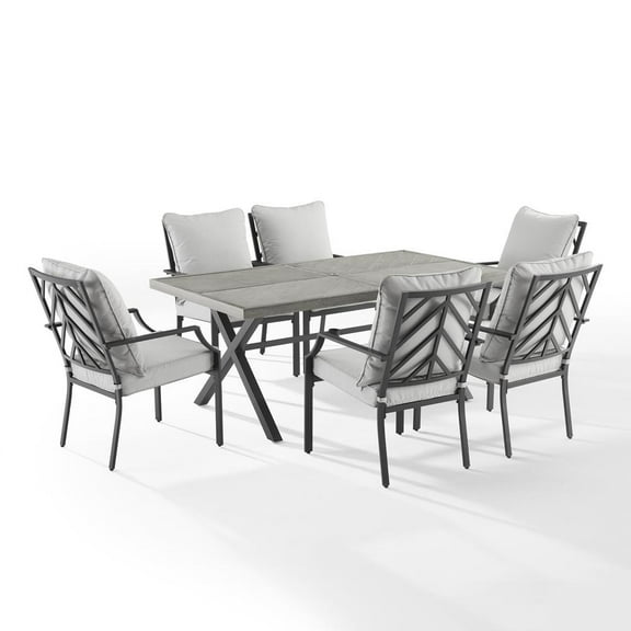 Otto 7 Piece Outdoor Dining Set Gray, Matte Black - Table & 6 Chairs