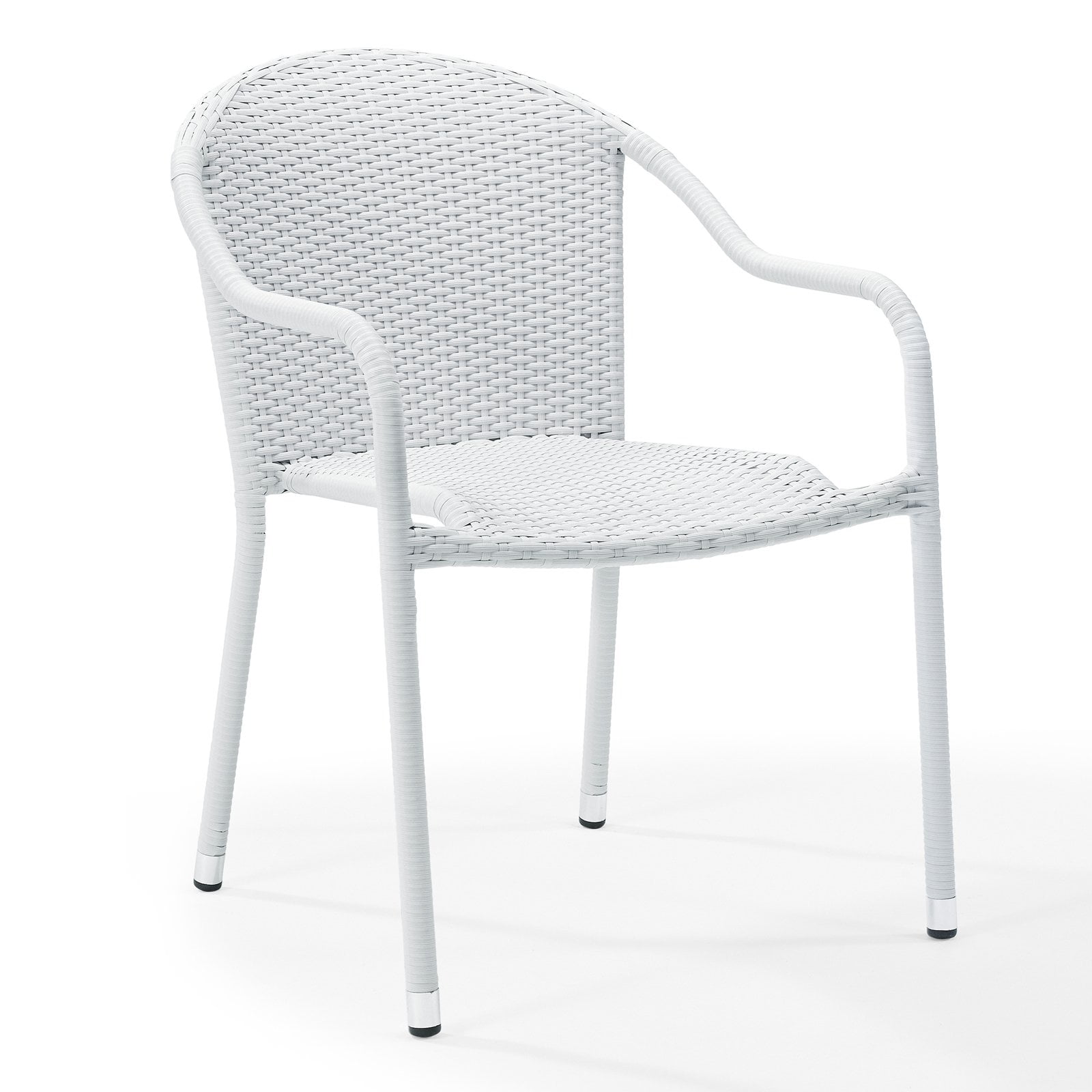 Palm Harbor Elegant White Wicker Stackable Outdoor Dining Chair Set