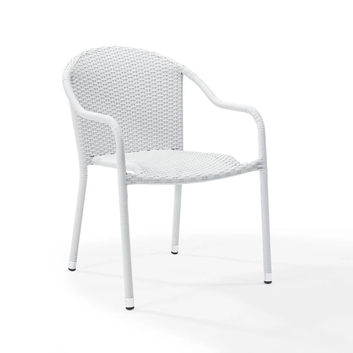 Palm Harbor Elegant White Wicker Stackable Outdoor Dining Chair Set