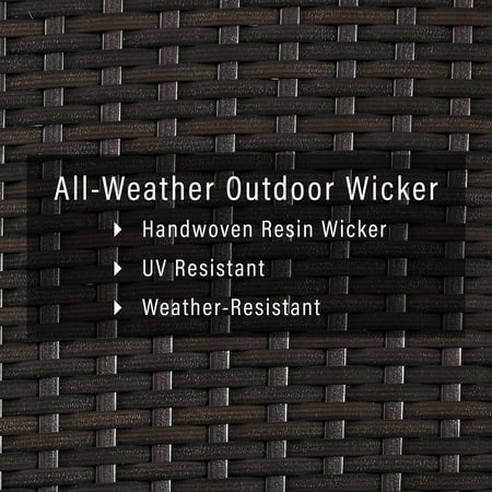 Crosley All-Weather Palm Harbor Outdoor Wicker Glass Top Table, Glass + PE Wicker + Steel