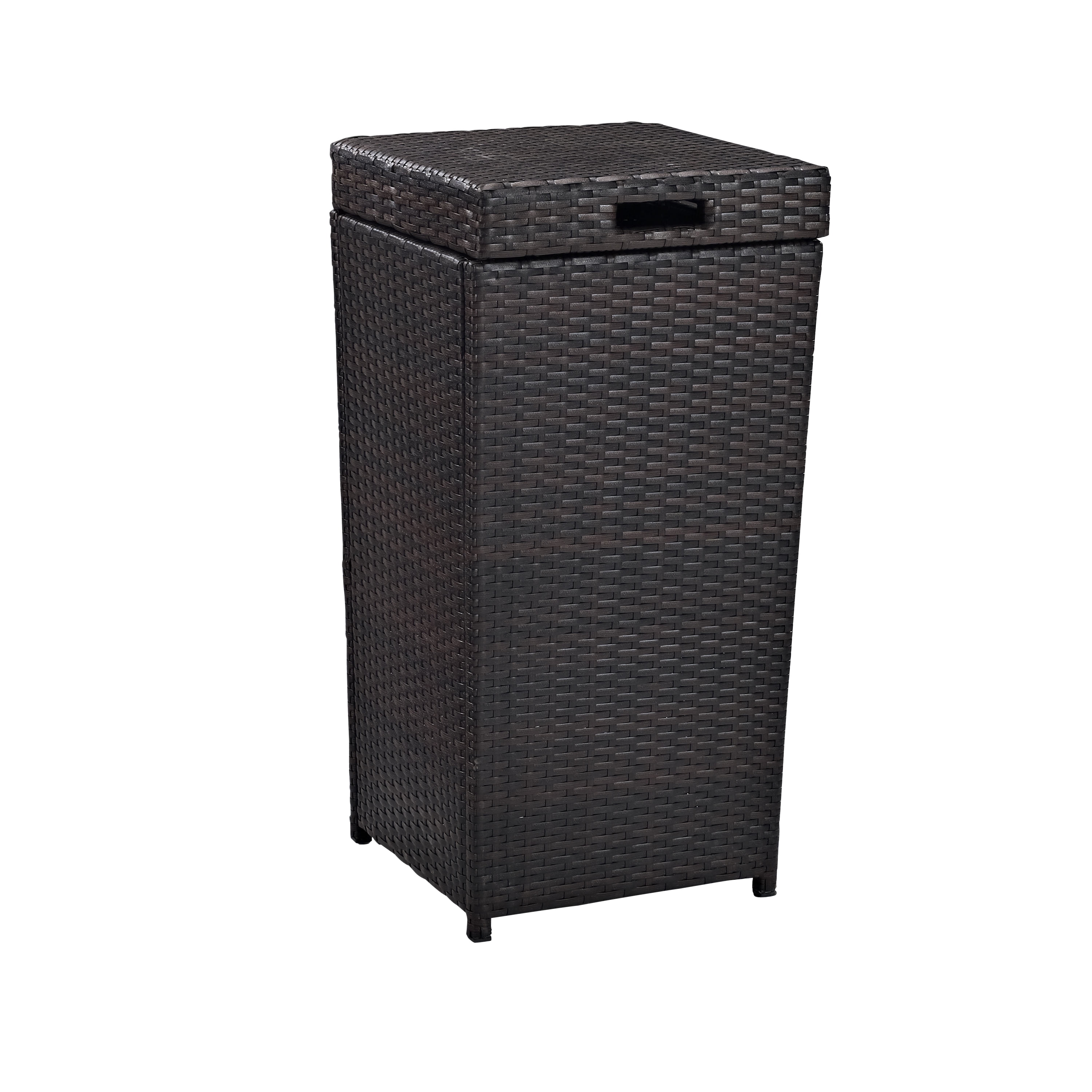 Brown Resin Wicker Outdoor Storage Bin with Steel Frame