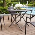 thumbnail image 1 of Crosley Furniture Palm Harbor Round Folding Outdoor Dining Table with Umbrella Hole for Outside Patio, 1 of 8