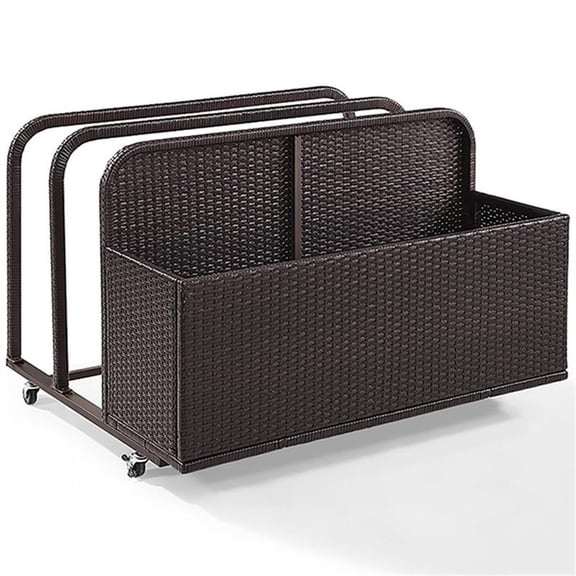 Crosley Furniture Palm Harbor Wicker Outdoor Storage Pool Caddy for Toys, Floats, Patio Furniture Cushions