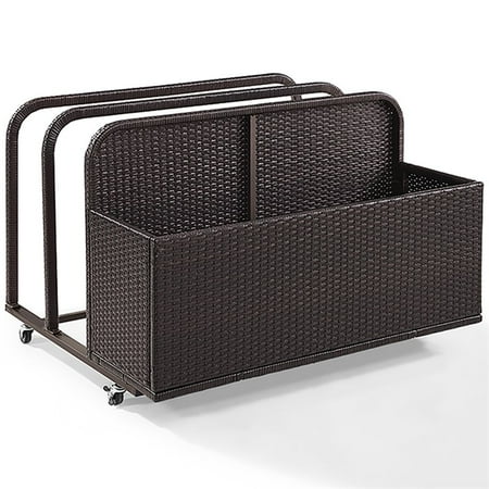 Crosley Furniture Palm Harbor Wicker Outdoor Storage Pool Caddy for Toys, Floats, Patio Furniture Cushions