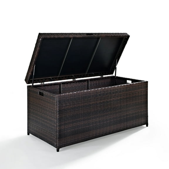 Crosley Furniture Palm Harbor Wicker Outdoor Storage Box for Patio Furniture Cushions and Pool Toys