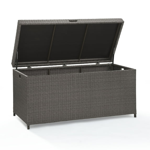 Crosley Furniture Palm Harbor Wicker Outdoor Storage Box for Patio Furniture Cushions and Pool Toys