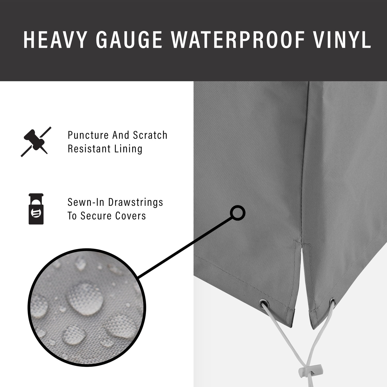 Gray Heavy-Duty Vinyl Outdoor Furniture Cover Set