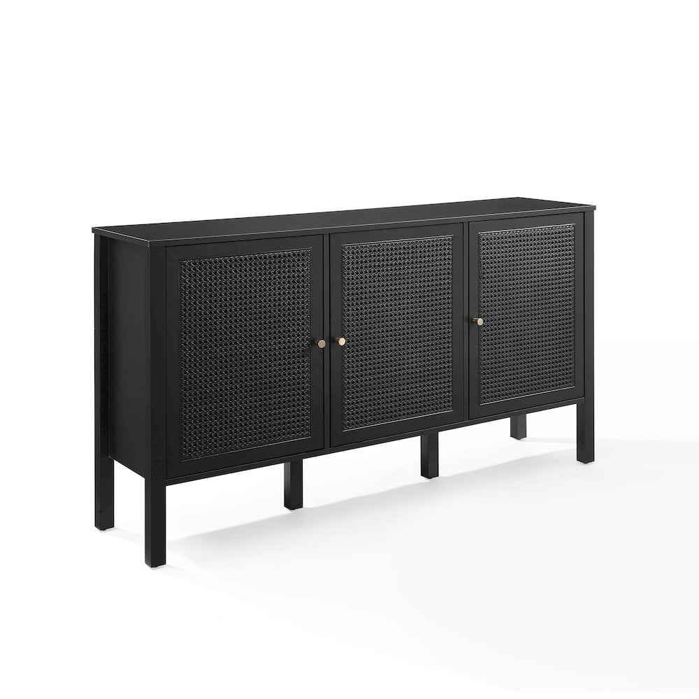 Perry Black Matte MDF Sideboard with Poly-Rattan Mesh Doors