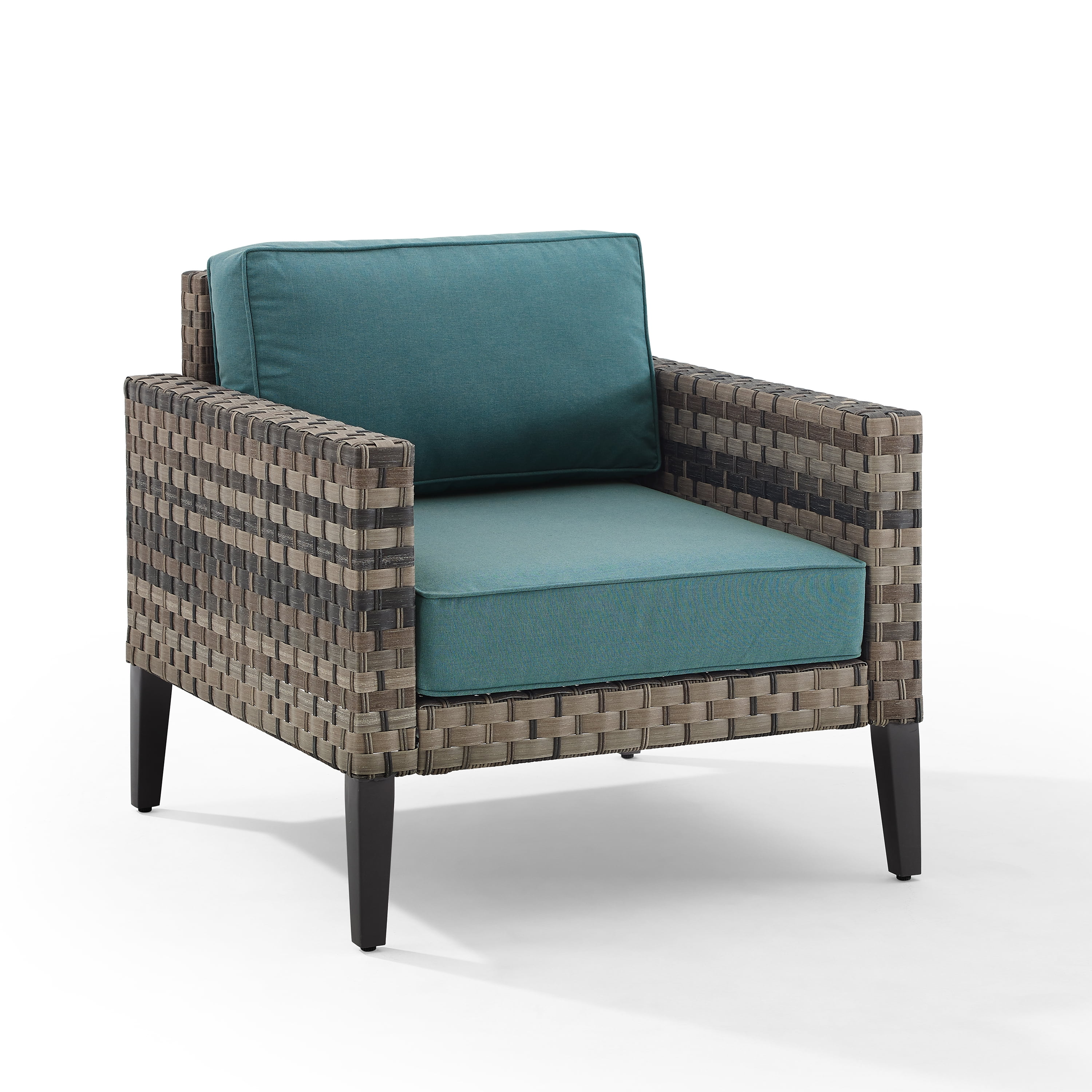 Crosley Furniture Prescott Modern Wicker Outdoor Armchair in Mineral ...