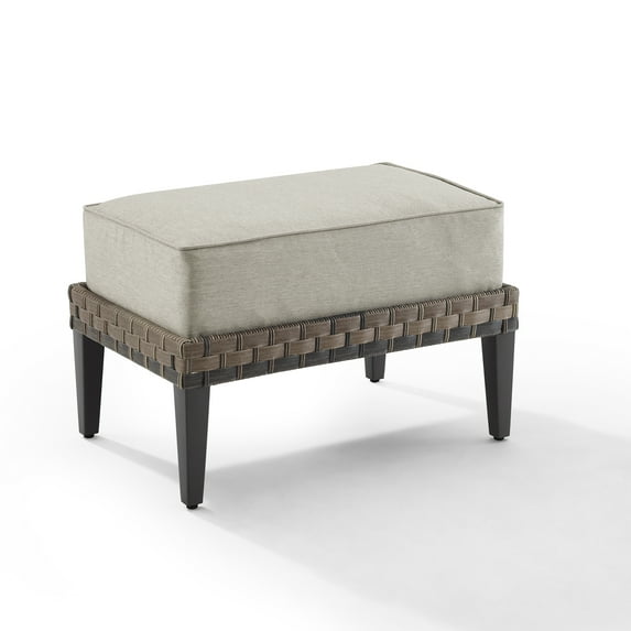 Crosley Furniture Prescott Modern Wicker Outdoor Ottoman in Taupe/Brown