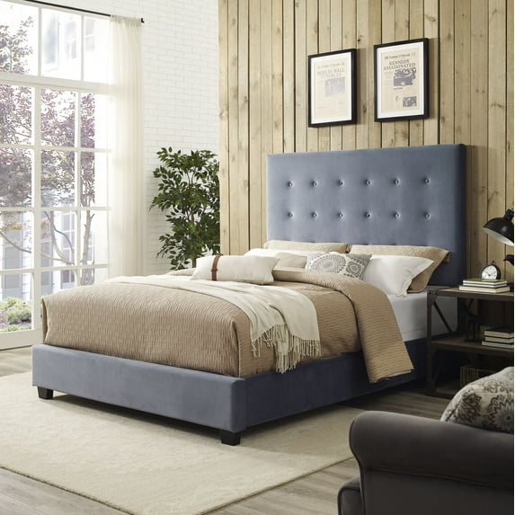 Crosley Furniture Reston Upholstered Queen Size Bed Set, Cornflower