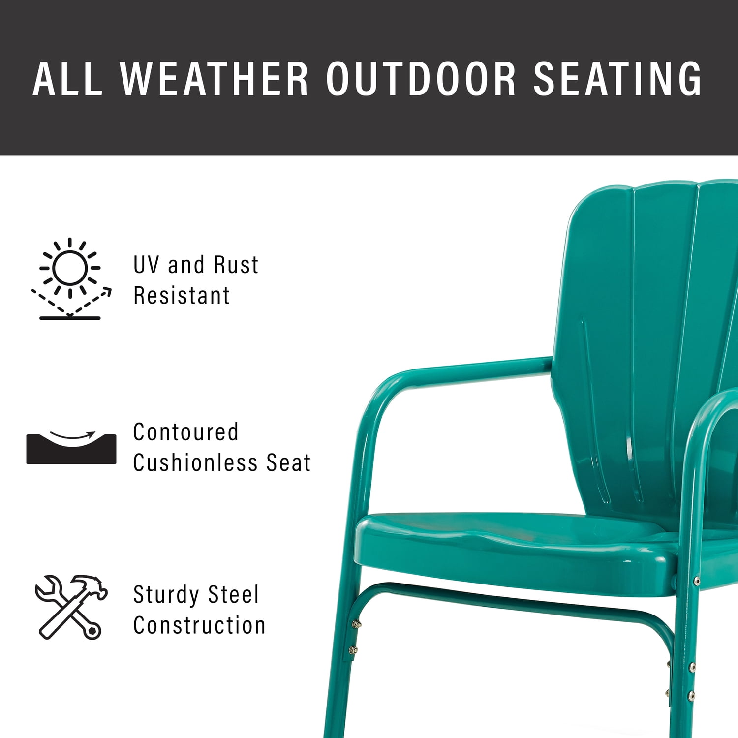 Ridgeland Turquoise Gloss 4-Piece Outdoor Metal Conversation Set