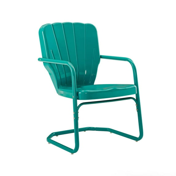 Crosley Furniture Ridgeland Metal Patio Chair in Turquoise (Set of 2)