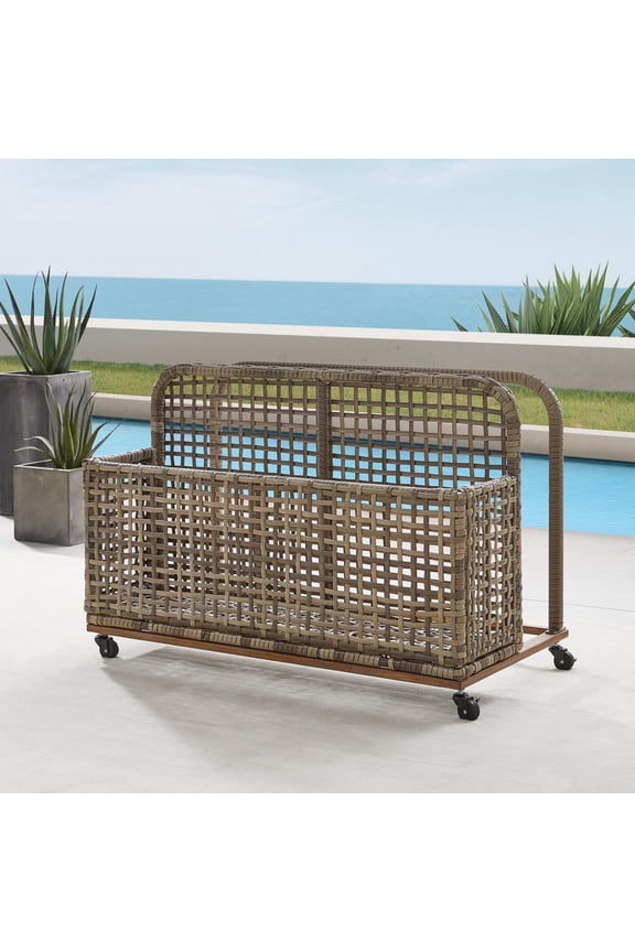 Ridley Wicker Outdoor Storage Pool Caddy for Toys, Floats, Patio Furniture Cushions