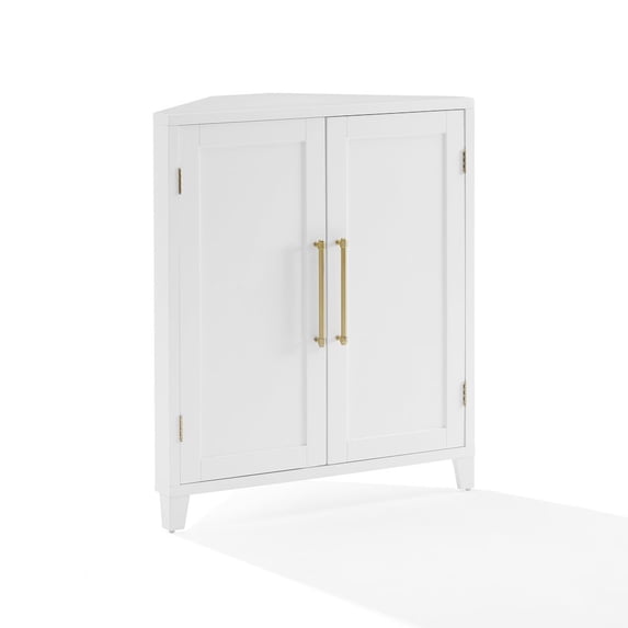 Crosley Furniture Roarke Stackable Corner Kitchen Storage Pantry, white with brushed gold hardware