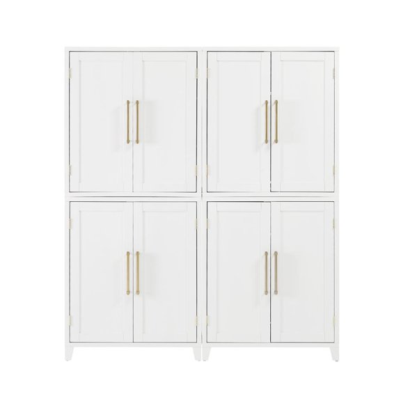 Crosley Furniture Roarke Wood Kitchen Pantry Storage Cabinet in White (Set of 2)