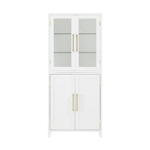 Roarke Pantry Storage Cabinet With Glass Door Hutch