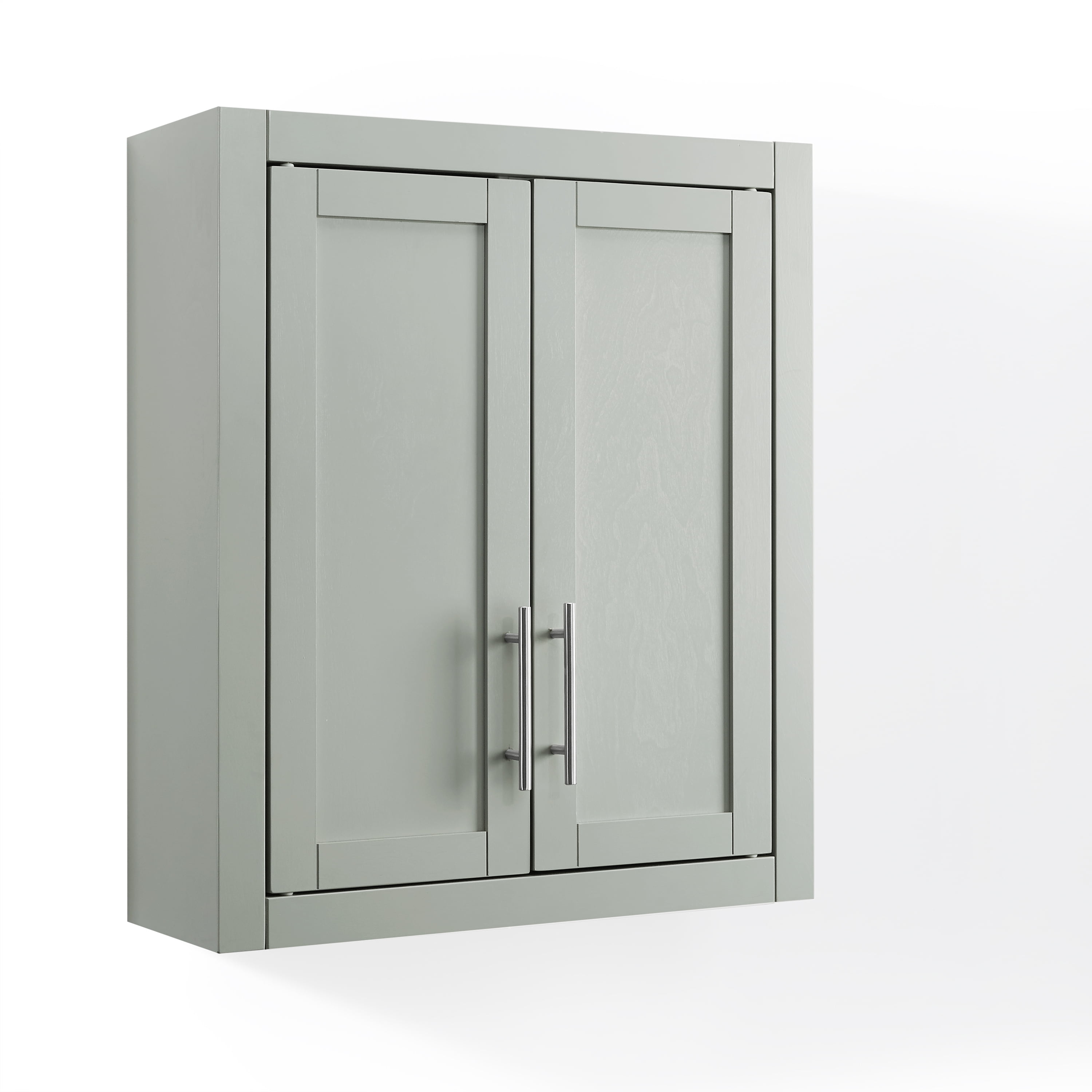 Crosley Furniture Savannah MDF Wood Wall Cabinet in Gray/Chrome