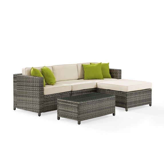 Crosley Furniture Sea Island 5 Piece Wicker Sectional Set in Gray