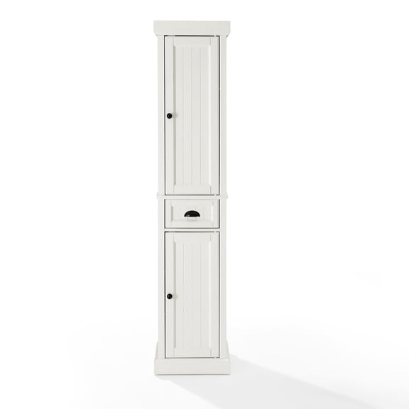 Crosley Furniture Seaside 2 Drawer Wood Linen Cabinet in Distressed White