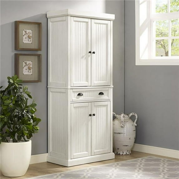 Crosley Furniture Seaside Coastal Pantry Storage Cabinet with Shelves, Kitchen, Dining, or Laundry Room