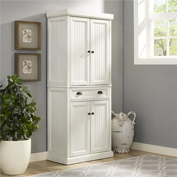 Crosley Furniture Seaside Coastal Pantry Storage Cabinet with Shelves, Kitchen, Dining, or Laundry Room