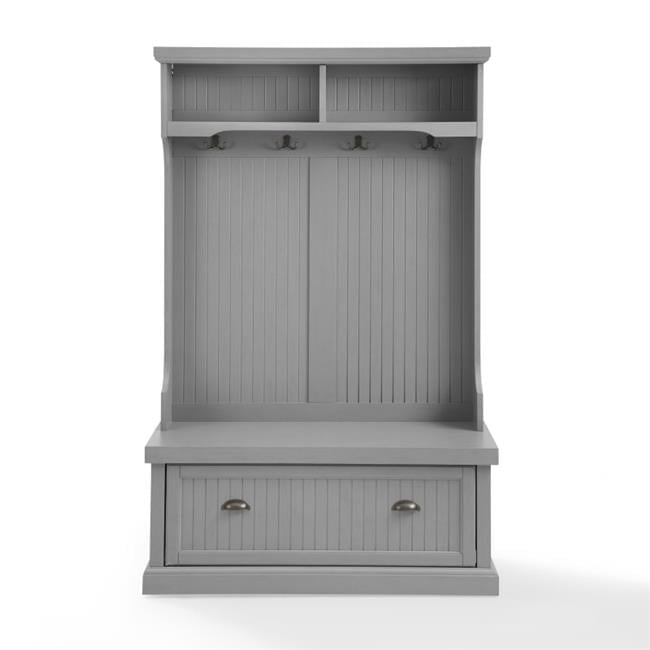 Distressed Gray Coastal Hall Tree with Storage and Hooks