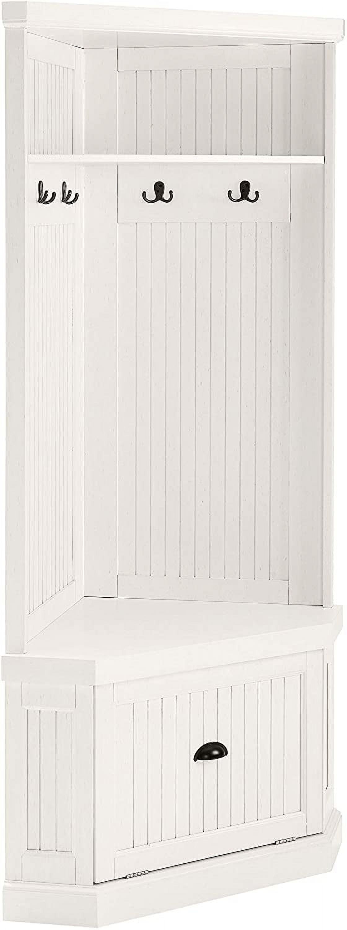 Crosley Furniture Seaside Hall Tree Entryway Bench with Coat Rack and