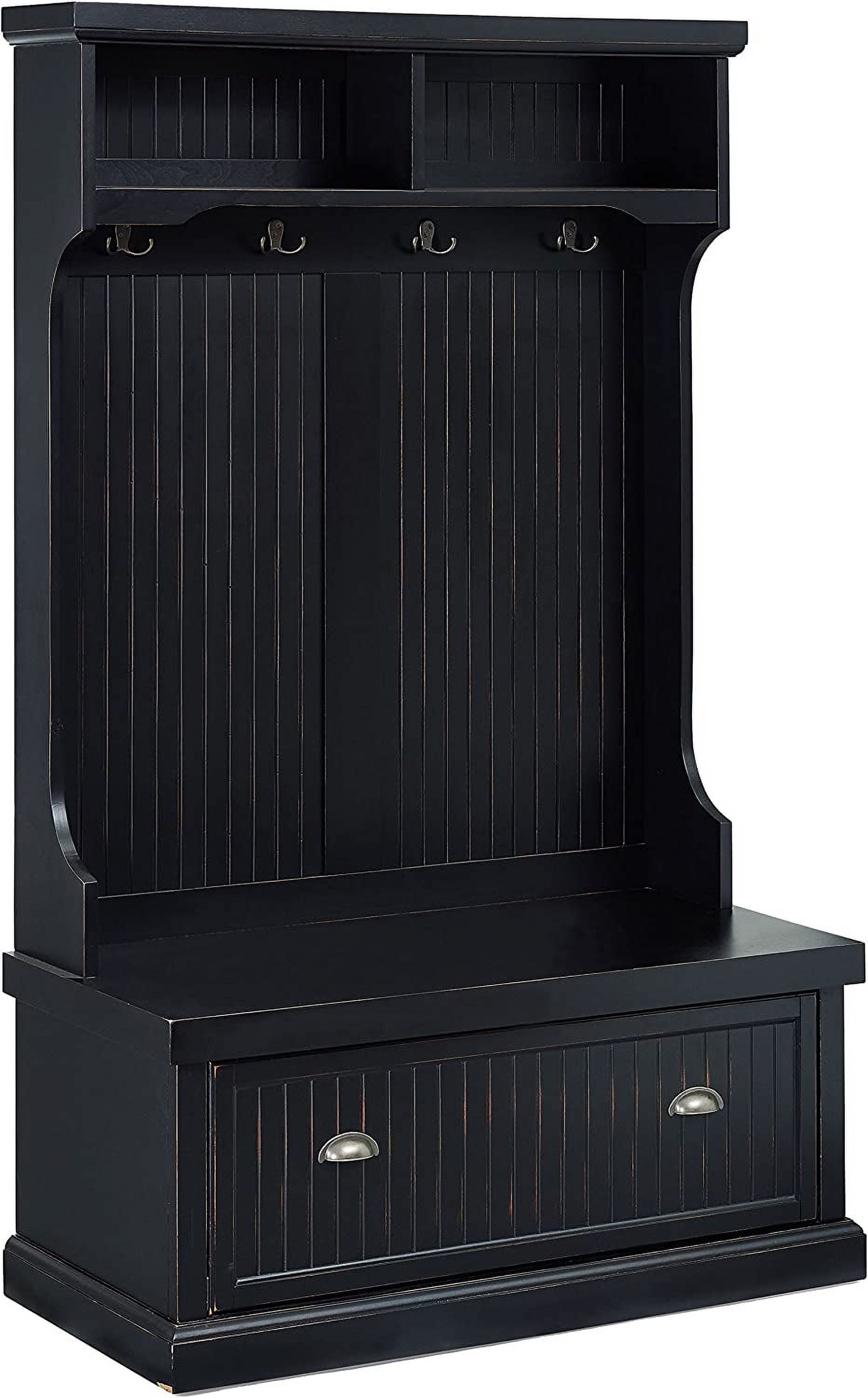 Crosley Furniture Seaside Hall Tree Entryway Bench with Coat Rack and