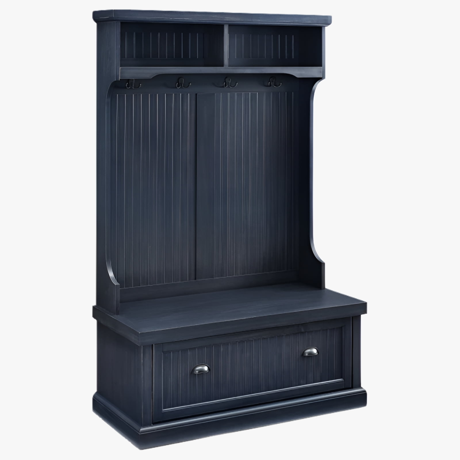 Navy Hall Tree with Bench and Storage Hooks