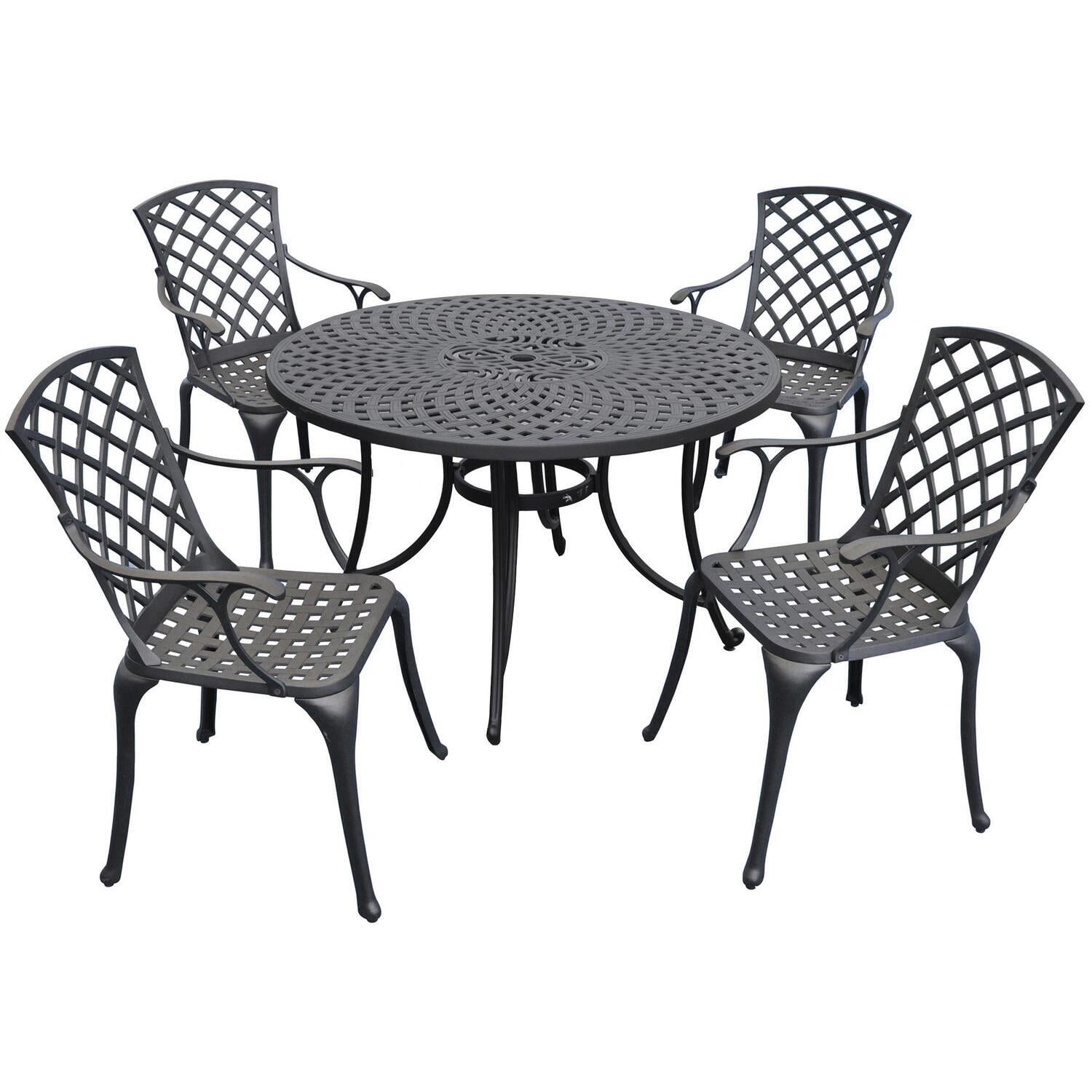Sedona 51" Black Cast Aluminum 4-Person Outdoor Dining Set