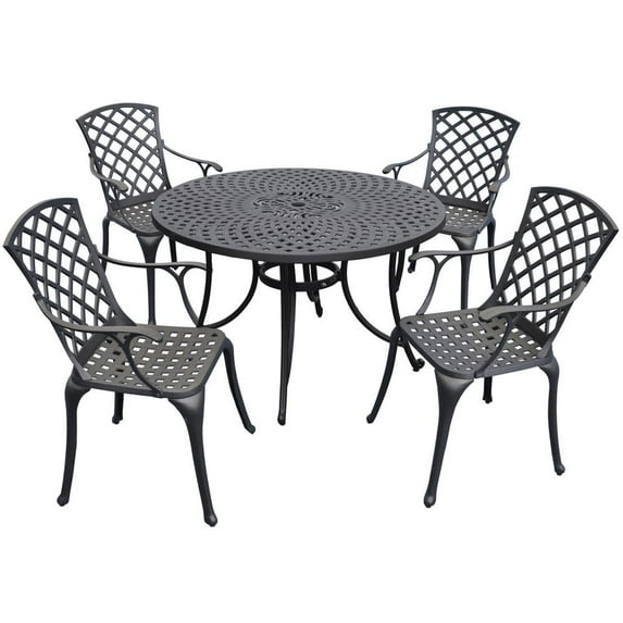 Crosley Furniture Sedona 46" 5 Piece Aluminum Patio Dining Set in Black