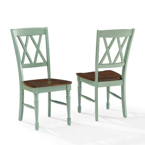 Crosley Furniture Shelby 18" Traditional Wood Dining Chair in Teal (Set of 2)