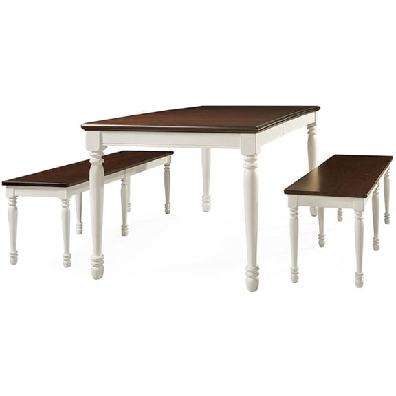 Crosley Furniture Shelby 3Pc Wood Butterfly Leaf Dining Set in Distressed White