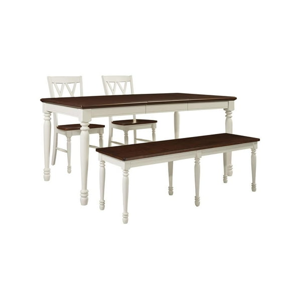 Crosley Furniture Shelby 4Pc Wood Butterfly Leaf Dining Set in Distressed White