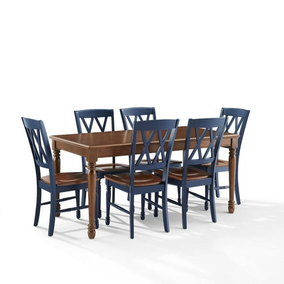 Crosley Furniture Shelby 7-Piece Traditional Dining Table Set for 6, Dinner Tables with Kitchen Chairs